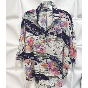 Mesmerize Women Sz S Floral Print Batwing Cocoon Blouse Popover Top Oversize